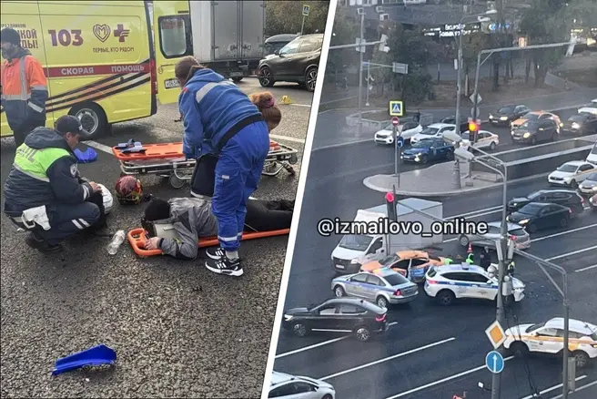 На Щелковском шоссе произошла жесткая авария с такси и мотоциклом | Источник: Агентство Москва, Измайлово и Гольяново Москва / T.me 