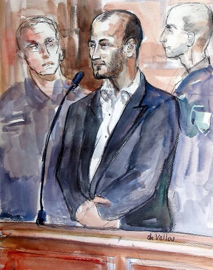 Рисунок судебного процесса над террористом Буалемом Бенсаидом