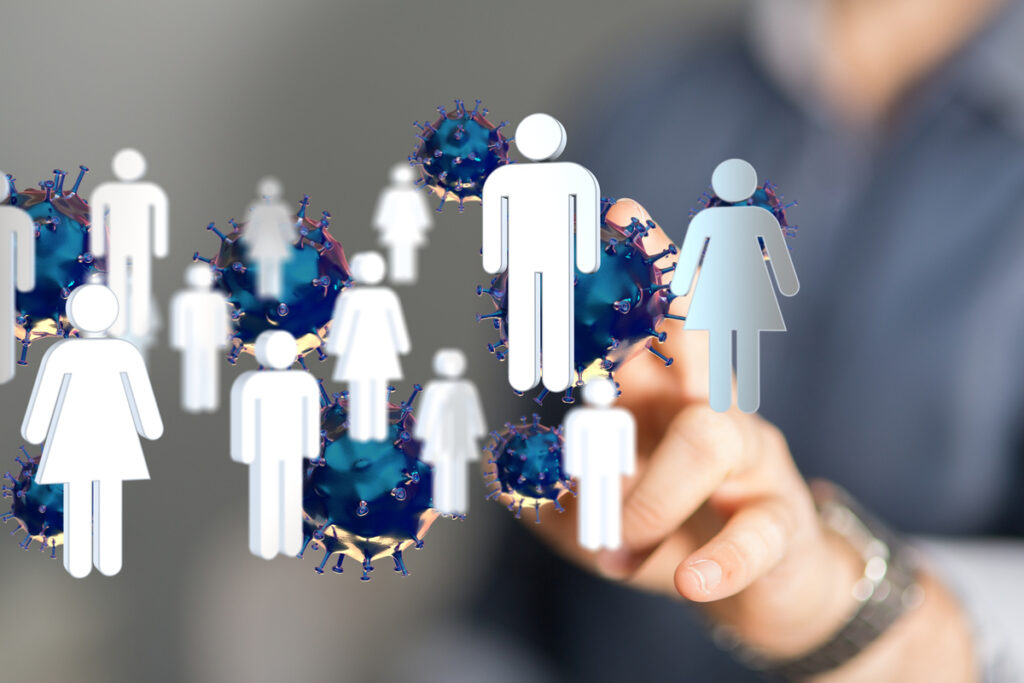 3D-визуализированные силуэты микробов и людей