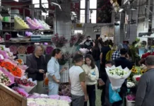 Елена и Екатерина выбирают цветы для любимых учителей на Рижском рынке elena i ekaterina vybirayut czvety dlya lyubimyh uchitelej na rizhskom rynke-pux-su-0