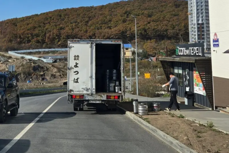 Разгрузка товара на проезжей части у ТЦ "Патрокл" ИА PrimaMedia