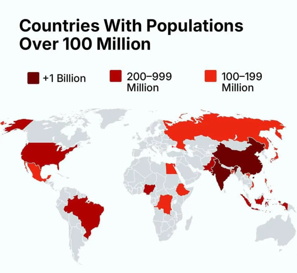 Индия и Китай возглавляют список стран с населением свыше 100 миллионов-0