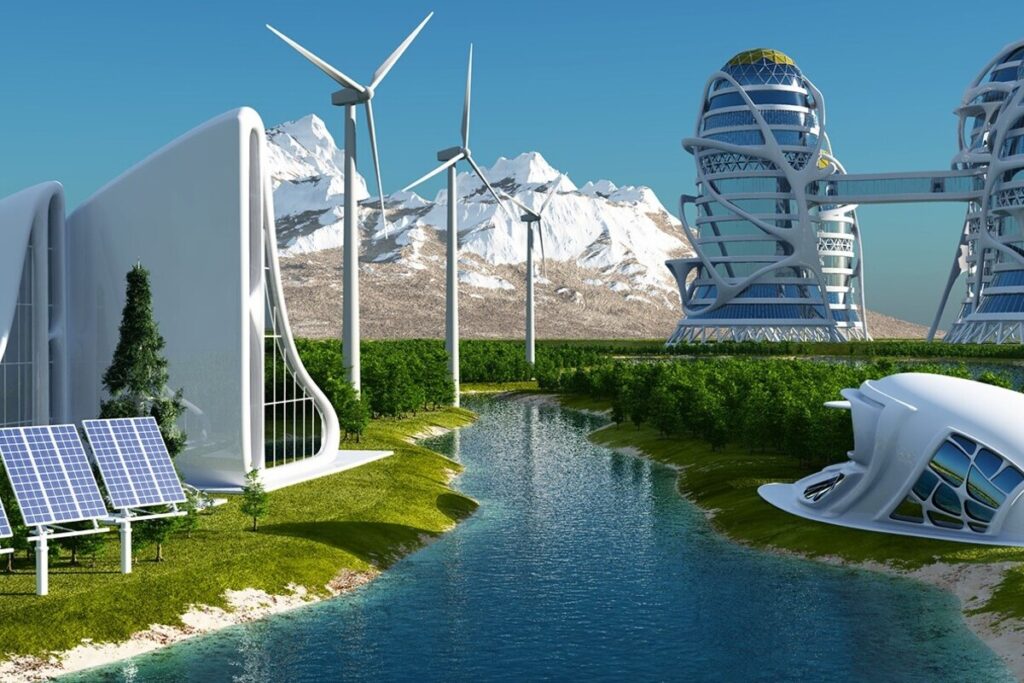 Город в стиле соларпанк