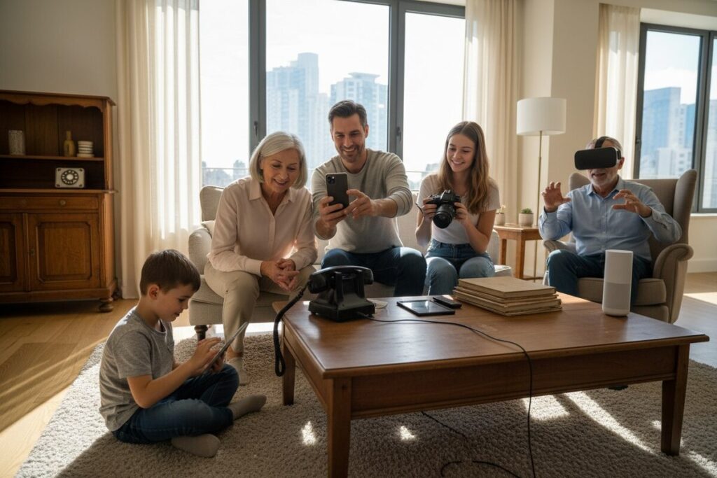 Люди разных поколений и технологии