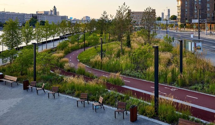 Набережную в Даниловском районе Москвы украсили деревьями и кустами