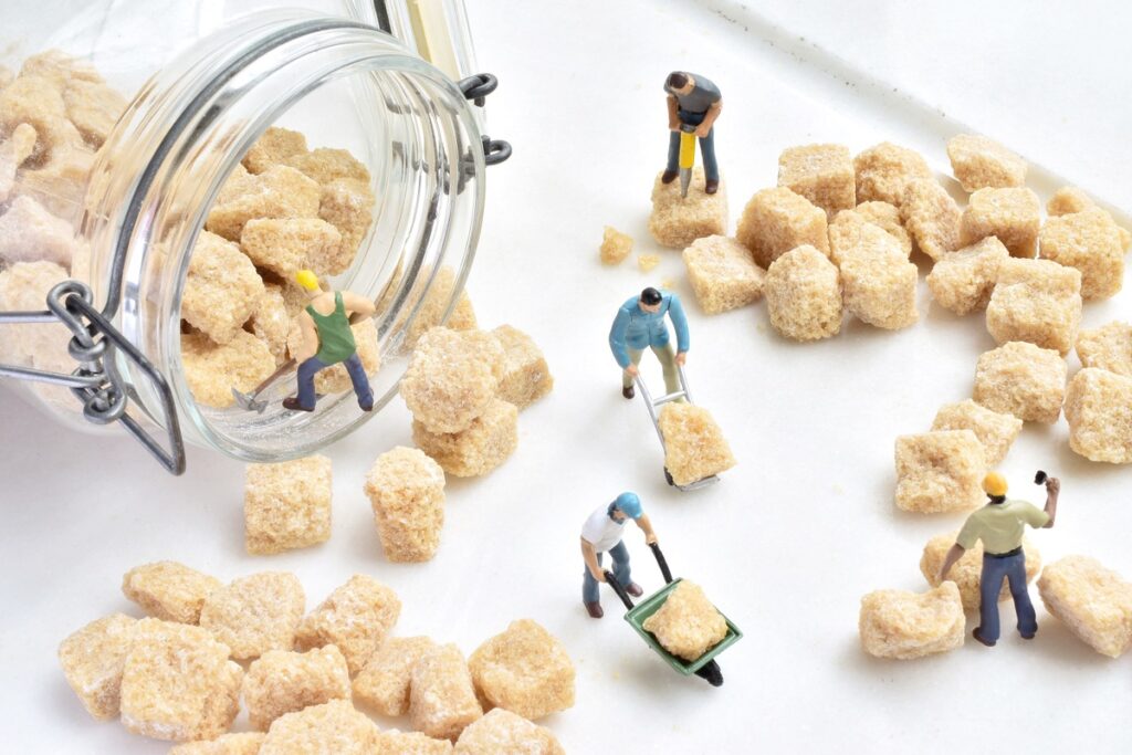 маленькие люди собирают сахар