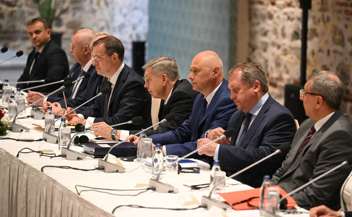 Участники российской делегации на переговорах между делегациями России и Украины в Стамбуле (Рамиль Ситдиков / РИА Новости)