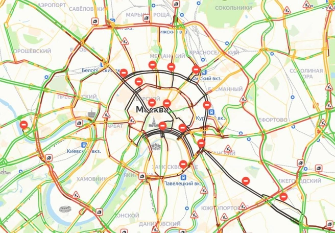 Москва в час пик «почернела» | Источник: «Пробки MSK1»