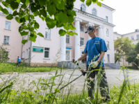 Алексей Вихарев и волонтеры преобразили сквер горбольницы №23 в Свердловской области aleksej viharev i volontery uborka skvera cgb1_lavi