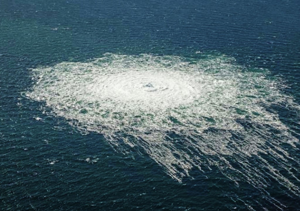 Место утечки газа на газопроводе «Северный поток — 2»