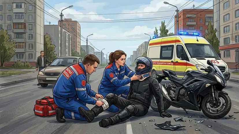 Проезжавшие мимо врачи помогли спасти мотоциклиста в Красноярске