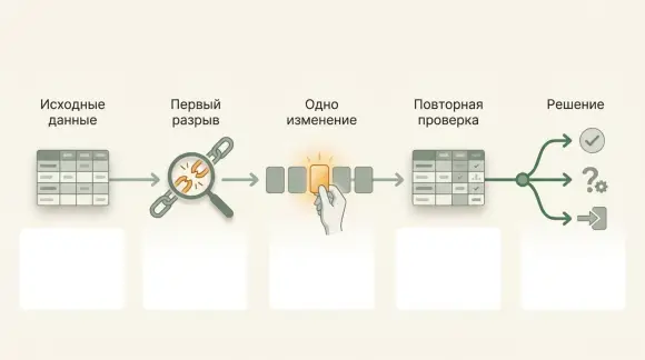Цикл проверки одной причины отсутствия клиентов.
