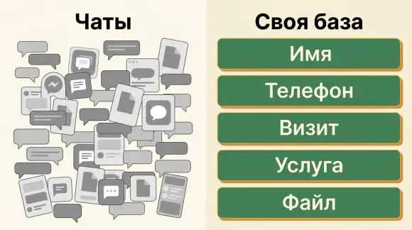 Чаты и карточки площадок слева, одна спокойная таблица контактов справа.