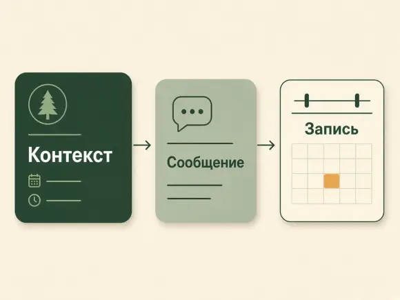 Контекст клиента, короткое сообщение и путь к записи вместо общей рассылки.