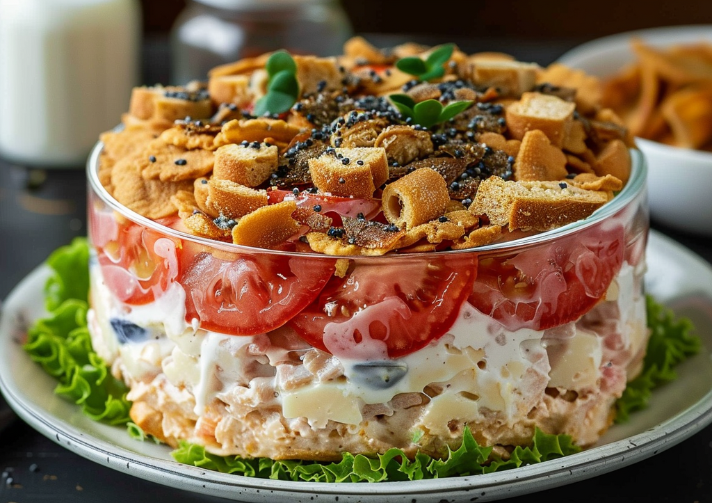 Слоеный салат «Курица под кайфом»