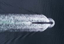 OverheadViewOfANatoSubmarineAtSeaSailingAbove