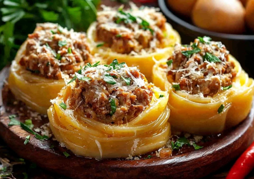 Гнезда из макарон с фаршем — два в одном: и паста, и мясо! Хит моей кухни!