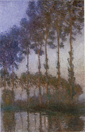 Репродукция картины Клода Моне «Тополя на берегу Эпт, сумерки»
