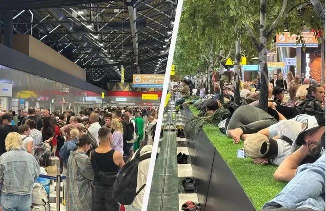 Показываем, что творится в заполненном пассажирами аэропорту Шереметьево, где отменили и задержали сотни рейсов | Источник: Михаил Мечев / MSK1.RU