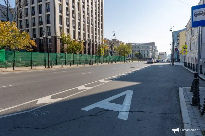 Выделенные полосы для общественного транспорта во Владивостоке ИА PrimaMedia