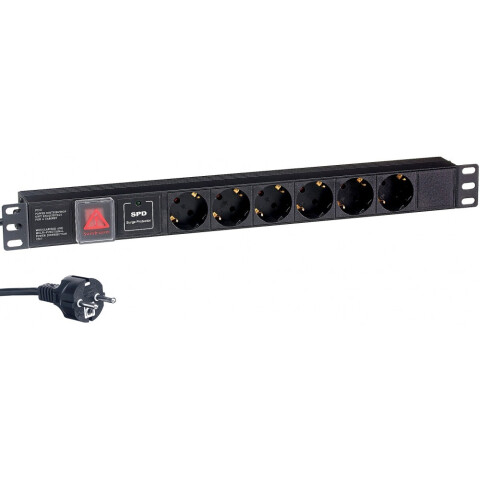 Блок розеток Exegate PDU-19H608 Al-6S-EU2-SW-SPD1