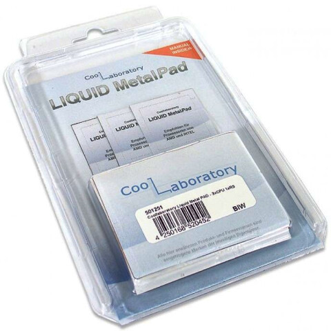 Термопрокладка Coollaboratory Liquid MetalPad 3xCPU + CS (Cleaning Set)_1