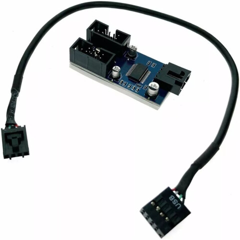 Переходник Espada EiD102M 10-pin (f) - 2x10-pin (m) 30см_0