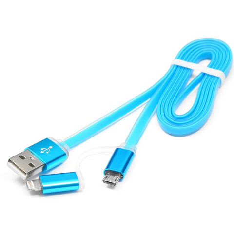 Кабель USB - microUSB/Lightning, 1м, Gembird CC-mAPUSB2bl1m