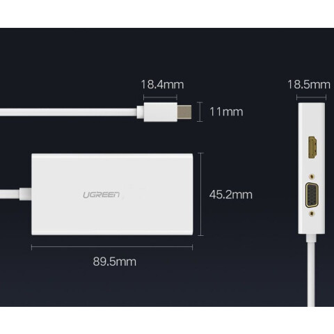Конвертер Mini DisplayPort - HDMI/VGA/DVI, UGREEN MD114 Black_0