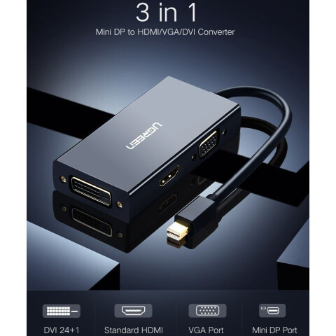 Конвертер Mini DisplayPort - HDMI/VGA/DVI, UGREEN MD114 Black_3