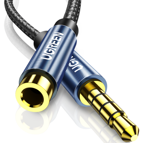 Кабель удлинительный 3.5 Jack (M) - 3.5 Jack (F), 2м, UGREEN AV118 Blue/Black