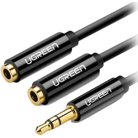 Разветвитель 3.5 Jack (M) - 2x 3.5 Jack (F), 0.25м, UGREEN AV134 Black