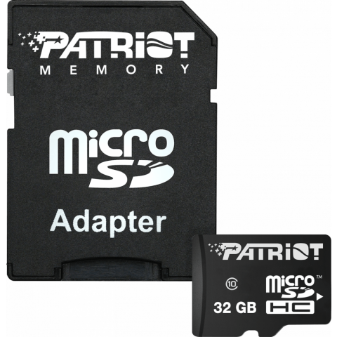 Карта памяти 32Gb MicroSD Patriot LX + SD адаптер (PSF32GMCSDHC10)
