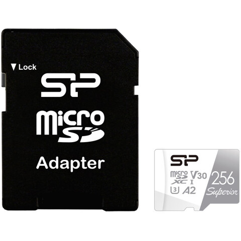 Карта памяти 256Gb MicroSD Silicon Power Superio + SD адаптер SD (SP256GBSTXDA2V20SP)_0