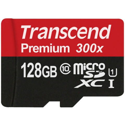 Карта памяти 128Gb MicroSD Transcend + SD адаптер (TS128GUSDU1)_0