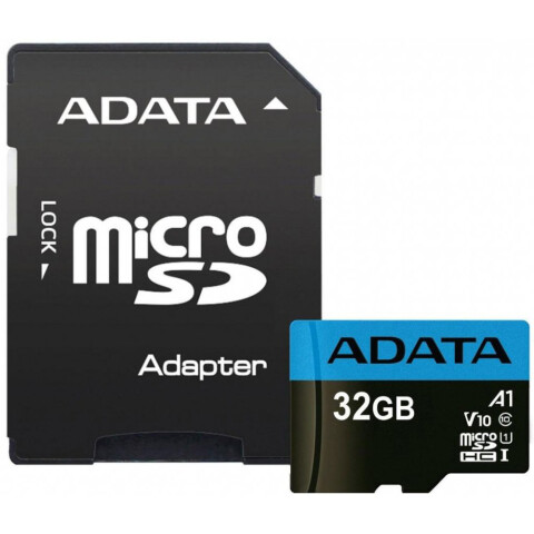 Карта памяти 32Gb MicroSD ADATA Premier + SD адаптер (AUSDH32GUICL10A1-RA1)