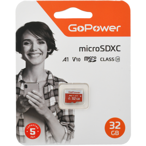 Карта памяти 32Gb MicroSD GoPower (00-00025680)
