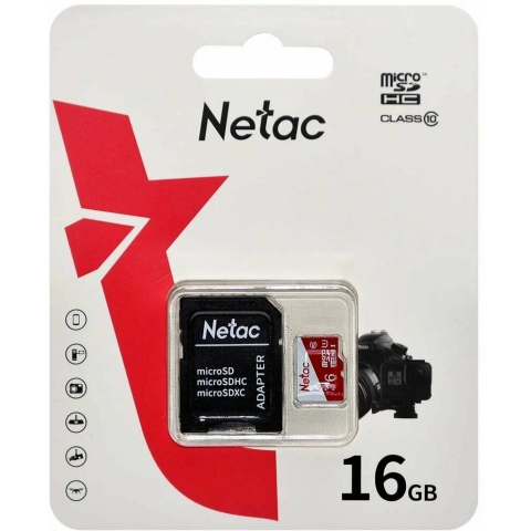 Карта памяти 16Gb MicroSD Netac P500 ECO + SD адаптер (NT02P500ECO-016G-R)