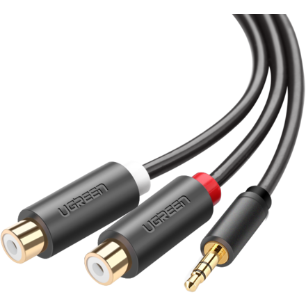Кабель 3.5 Jack (M) - 2xRCA (F), 0.25м, UGREEN AV109