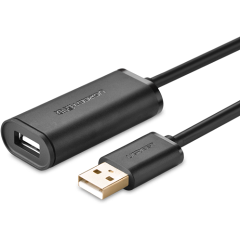 Кабель удлинительный USB A (M) - USB A (F), 10м, UGREEN US121 Black