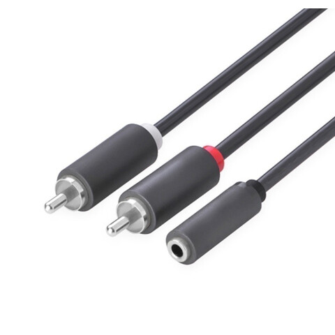 Кабель 3.5 Jack (F) - 2x RCA (M), 2м, Greenconnect GCR-51843