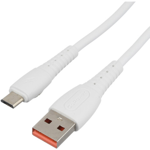 Кабель USB A (M) - microUSB B (M), 1м, GoPower GP07M White