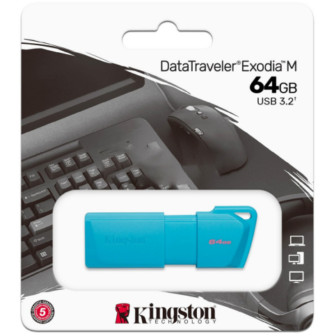 USB Flash накопитель 64Gb Kingston DataTraveler Exodia M Neon Aqua Blue (KC-U2L64-7LB)_0