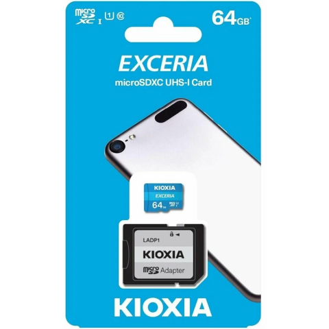 Карта памяти 64Gb MicroSD Kioxia Exceria + SD адаптер (LMEX1L064GG2)_1