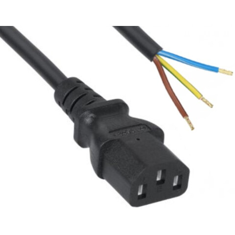 Кабель питания IEC-320-C13 - без разъёма, 1.8м, Filum FL-PC-C13-C2-1.8-BK