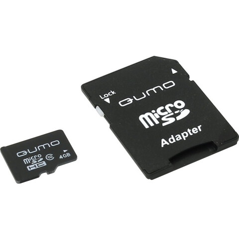 Карта памяти 4Gb MicroSD QUMO + SD адаптер (QM4GMICSDHC10)