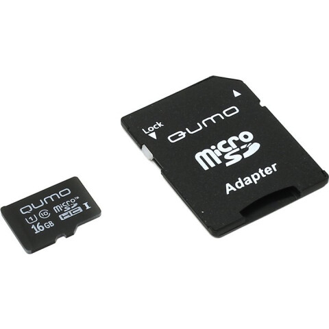 Карта памяти 16Gb MicroSD QUMO + SD адаптер (QM16GMICSDHC10U1)