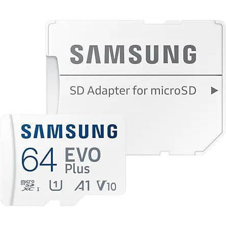 Карта памяти 64Gb MicroSD Samsung EVO Plus + SD адаптер (MB-MC64KA)