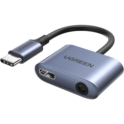 Переходник USB Type-C (M) - mini jack 3.5мм + USB Type-C (F), UGREEN CM231