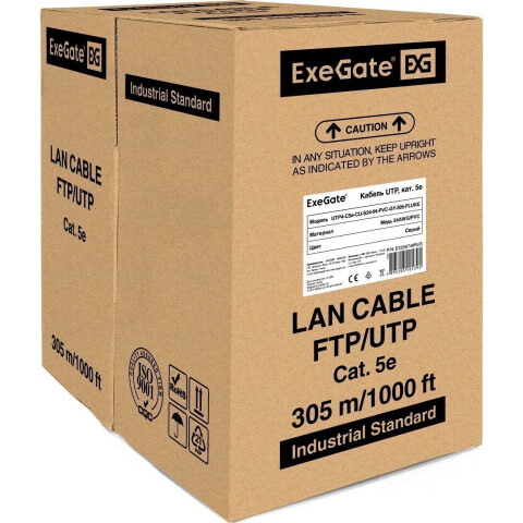 Бухта Exegate UTP4-C5e-CU-S24-IN-PVC-GY-305-FLUKE, 305м_0